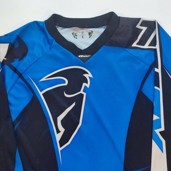 Thor MX Phase motocross jersey blue with graphic design men's size L - Picture 2 of 13